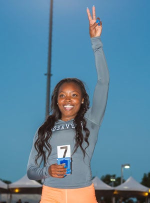 Jasmyne Graham celebrating her second of two
gold medals.