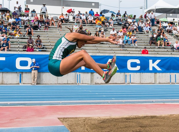 CIF state track and field triple jump champions Kennedy Jones with virtually perfect form.