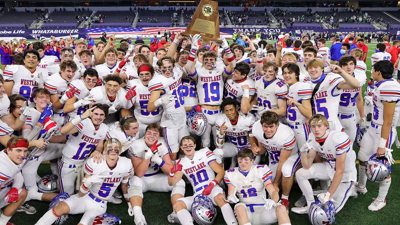 The Westlake 2020 football team after winning the Texas 6A-1 championship in January. 