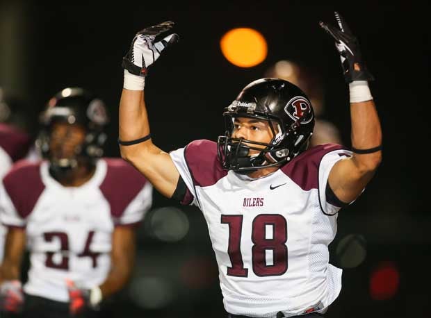 Pearland's Jacoby Lewis appears triumphant.