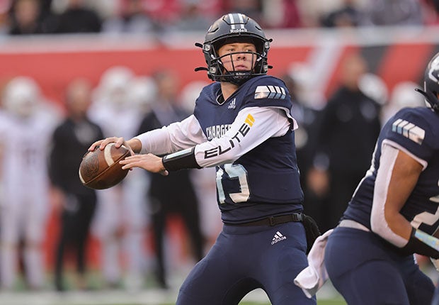 Devin Brown gets ready to let one go against Lone Peak in the Class 6A state championship game.
