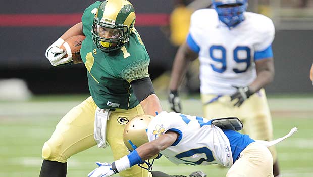 The defensive standout has been rushing for touchdowns as well.