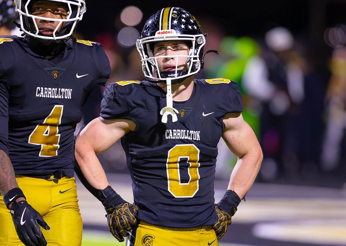 Carrollton senior running back Cameron Wood rushed for three touchdowns in a 34-14 win over Grayson last week. Now Carrollton takes on North Gwinnett in the Georgia Class AAAAAA semifinals. (PHOTO: Corey Jones)
