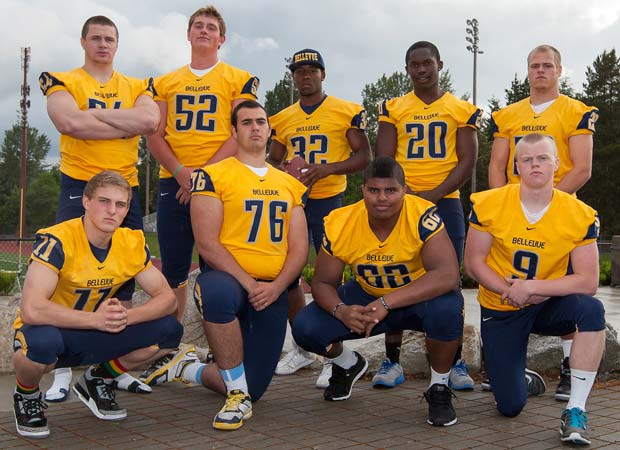 Bellevue will look to repeat as state champions led by players (bottom row left to right) Timmy Haehl, Morgan Richie, Marcus Griffin, Ross Conors; (back row) Shane Bowman, Henry Roberts, Budda Baker, Mustafa Branch, Max Richmond.