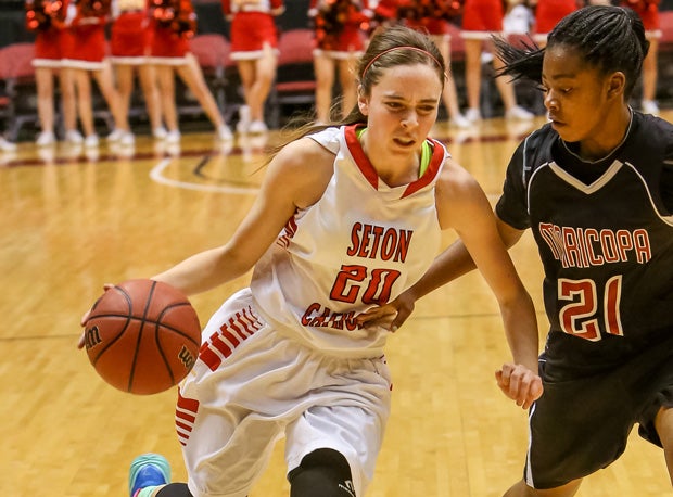 Sophomore Sarah Barcello and Seton Catholic have moved into the Xcellent 25 with a 27-1 record.