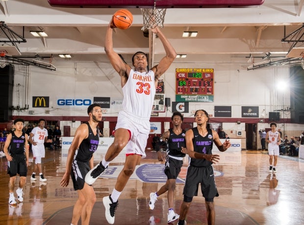 Kansas Jayhawks signee David McCormack goes up for two Thursday against Garfield in the GEICO Nationals quarterfinals.