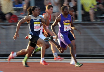 Fort Collins senior Raymond Bozmans sprints to the 100 victory.