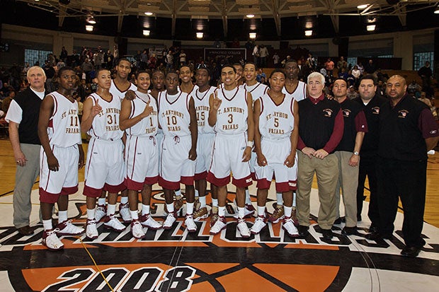 Bob Hurley (far left) guided his famed St. Anthony program to four state titles in the first decade of the 2000s and a national title in 2007-08.