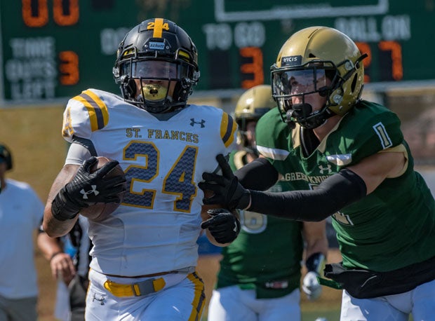 Blake Corum (24), St. Frances Academy running back.