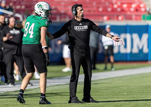 The 2006 MaxPreps National Player of the Year in 2006 at Southlake Carroll, Riley Dodge returned to coach his alma mater in 2018. In the eight seasons since, he has compiled a 101-9 record with two state championship game appearances. (FILE PHOTO: Robbie Rakestraw)