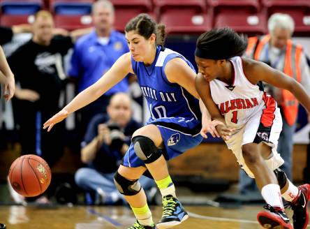 Players like La Jolla Country Day's Kelsey Plum, left, appreciate the benefits of Title IX, which is now 40 years old.