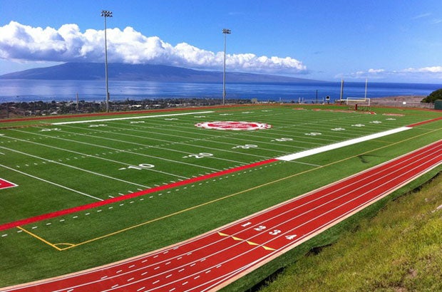 The athletics complex at Lahainaluna High is still a work in progress. What is already built, and is there to stay, is the view that is worthy of a postcard.