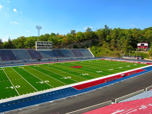 You might be able to kick a ball from a tee in Mitchell Stadium and see it land in another state. The lush surroundings and unique location make it a must-see.