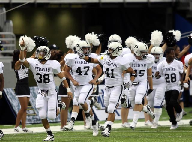 Legendary program Odessa Permian enters the field for Saturday's game at the Texas Football Classic.  
