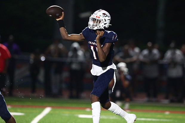 Chaminade-Madonna quarterback Cedrick Bailey lets one fly Friday night against American Heritage.