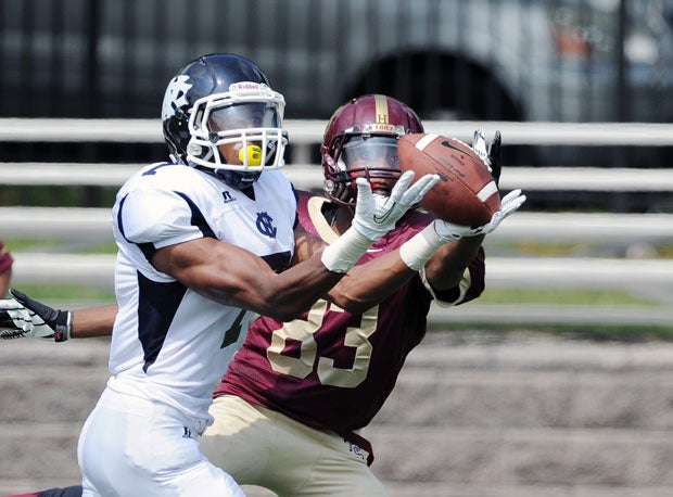 Patrick Amara of West Catholic (Philadelphia) steps ahead of a player from Haverford School (Pa.).