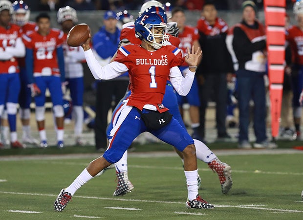 Folsom quarterback Kaiden Bennett accounted for six touchdowns in his team's victory over Helix on Friday night at Sacramento State.  