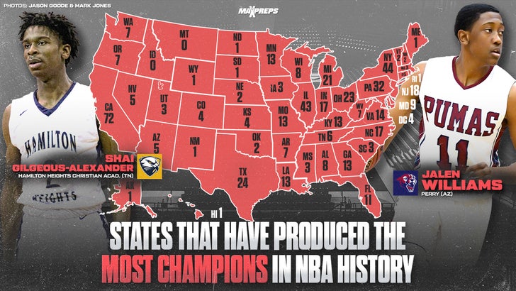 MAP: States with most NBA champions