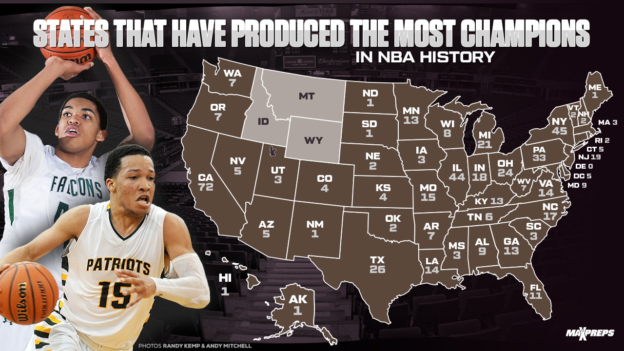 MAP: California, New York lead list of states that have produced most NBA champions