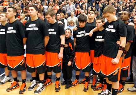 Fennville's team before Monday's first-round win over Leonard.