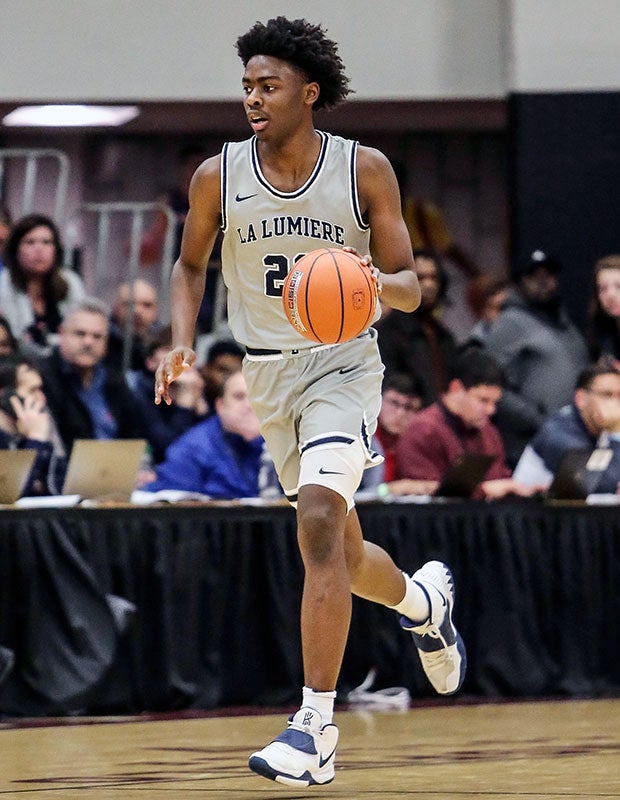 Wing Kamari Lands is shown playing for La Lumiere (Ind.) during the 2019-20 season.
