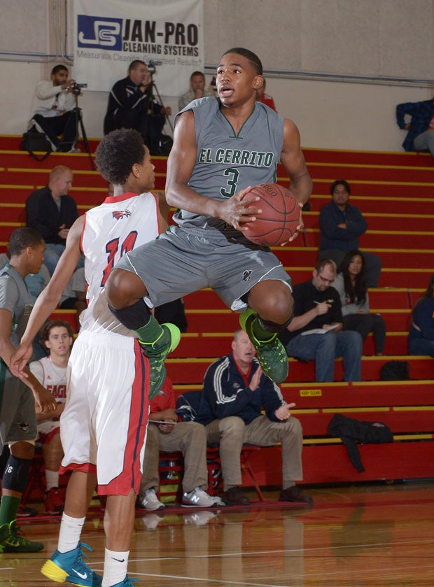 El Cerrito guard Tyrell Alcorn is one of the top juniors in Northern California. Powerful, ultra quick and a great leaper, Alcorn is terrific in the open court.