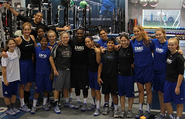 The Caron-Goudreau twins work out daily with teammates and strength coach Uranius Johnson.
