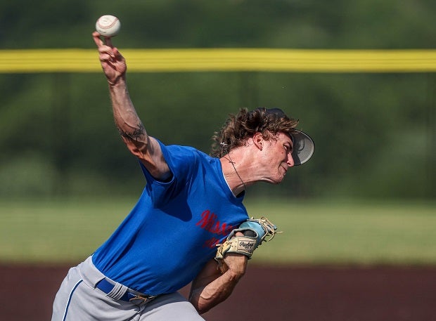 Summit Christian Academy's Garrett Ferguson throws a pitch during the Metro Sports KC All-Star Classic between Kansas and Missouri. The game ended in an 11-11 tie.