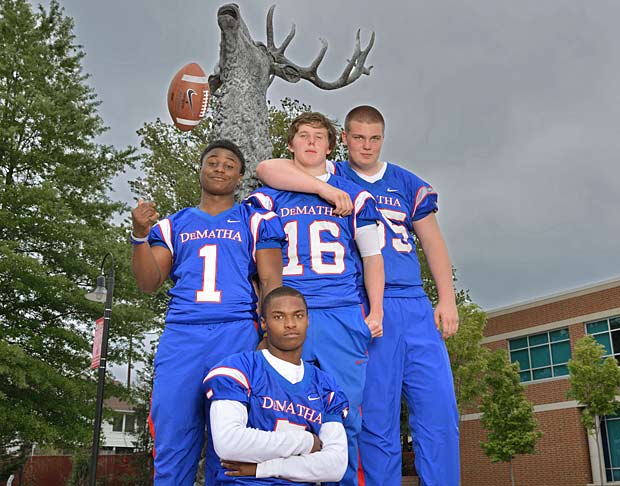 DeMatha has national championship aspirations with a bevy of returning talent, including (top row, left to right) Mark Allen, John Lovett, Brock Ruble and (bottom row) Cam Phillips.