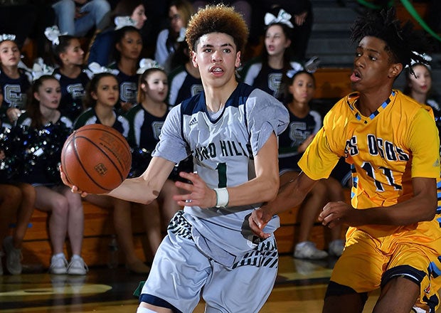 LaMelo Ball drives to the basket during his 92-point game against Los Osos in 2017. (Photo: Louis Lopez)