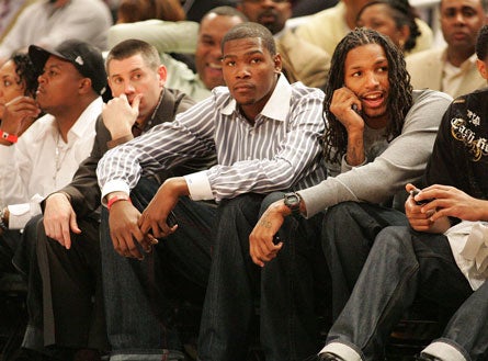 Kevin Durant, shown here at the 2009 Jordan Brand Classic (center), started to flash star potential as a senior at Montrose Christian.