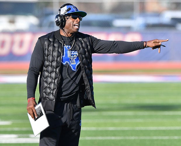 Deion Sanders has helped Trinity Christian to three straight TAPPS state titles. 