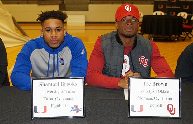 Union (Okla.) running back back Shamari Brooks signed with Tulsa, while cornerback Tre Brown chose Oklahoma.   