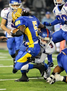 Lang did get in on a kick return
but was upended by Trosin.