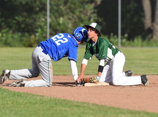 Nathan Becker (right) and Sonoma Academy had to deal with more than the usual number of baserunners against St. Vincent de Paul.