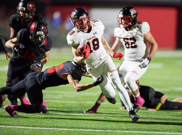 Senior tailback Alex Current (18) leads two-time defending Wisconsin Division 1 champion Muskego.