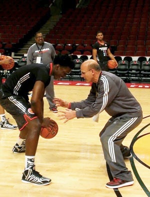 Stanley Johnson with Allocco shortly before thelights go out. 