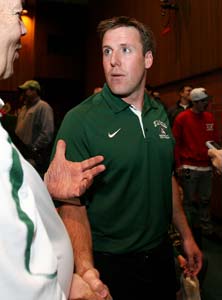 New head coach Justin Alumbaugh
at Friday's press conference.