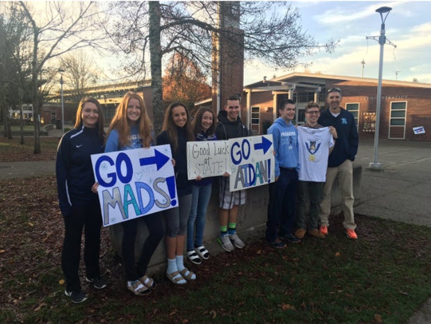Friends and teammates sending Smith off to the Washington state cross country meet.