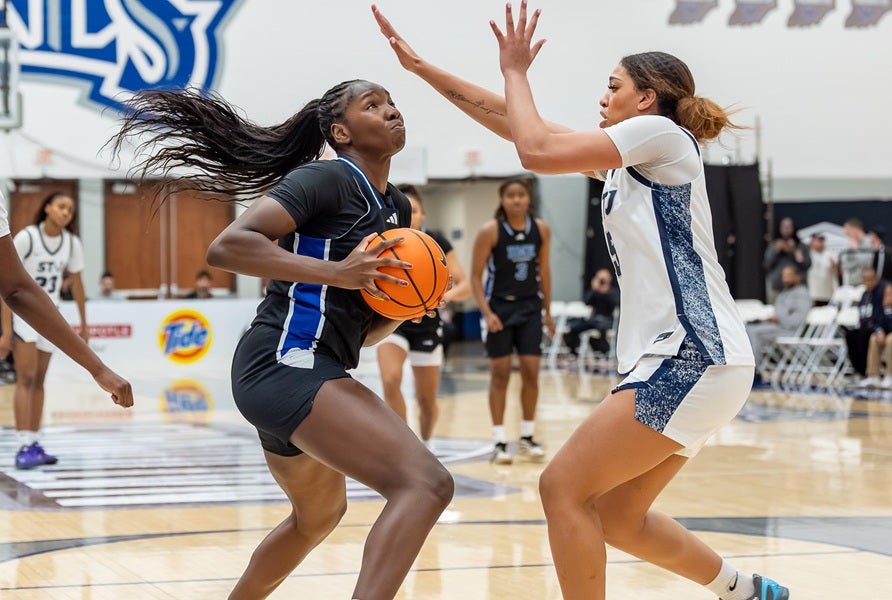 USC commit Sara Okeke led DME Academy on Friday with 22 points and seven rebounds after going for 11 and nine on Thursday. (PHOTO: Julie Brown)
