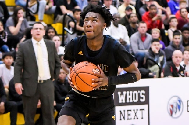 Dominick Harris in action earlier this season at Hoophall West in Arizona.