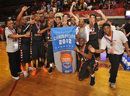 No. 21 New Hanover celebrates its win over West Charlotte in North Carolina's Class 4A state championship game.