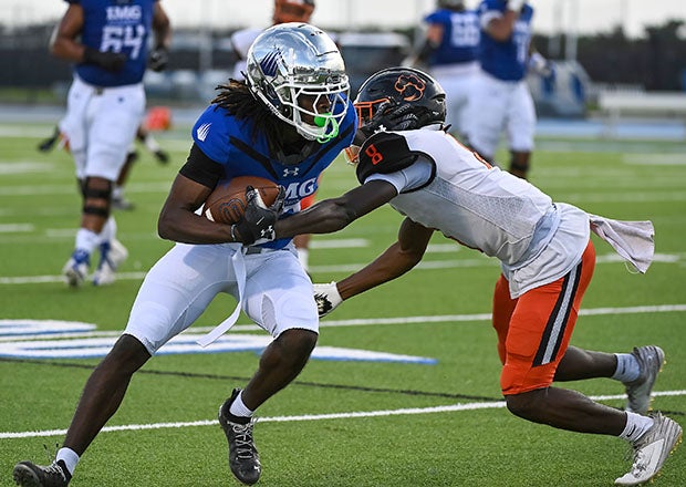 No. 9 IMG Academy used a punishing rushing attack and got 20 points off turnovers in their 34-13 win over No. 11 Cocoa on Friday. (Photo: Stacy White)
