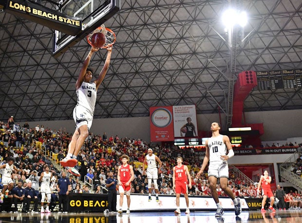 Brandon Boston Jr. goes up for an ally-opp dunk for the Trailblazers.