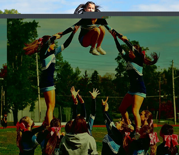 The Westlake (Thornwood, N.Y.) cheerleaders put together their own victory formation.
