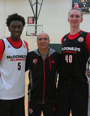 Allocco is flanked by Southern California starsStanley Johnson (left) and Thomas Welsh. Johnsonis headed to Arizona and Welsh to UCLA.