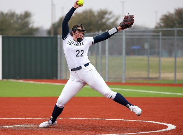 Florida commit Ava Brown has led Lake Creek to the No. 1 spot in the MaxPreps Top 25 softball rankings. She is 67-0 in her career with a 0.58 ERA. (Photo: Michael Horbovetz)
