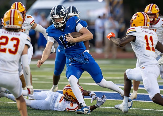 McCallie senior quarterback Elliott Drapeau threw for a touchdown and ran for another in his team's dominant victory over then-No. 6 Mission Viejo on Friday. (PHOTO: Mike Allison)