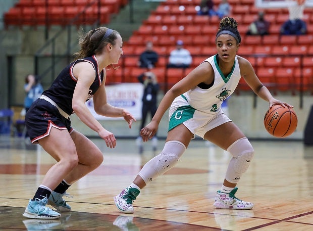 Sophomore Natalia Jordan, seen in last year's playoffs, is one of four sisters starring for Southlake Carroll this season. Natalia is joined on the Dragons squad by sophomore Gianna, junior Milania and freshman Nadia. (Photo: Robbie Rakestraw)