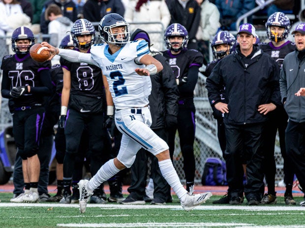 J.J. McCarthy threw for more than 6,300 yards and 71 touchdown the last two seasons at Nazareth Academy in Illinois before transferring to IMG Academy.